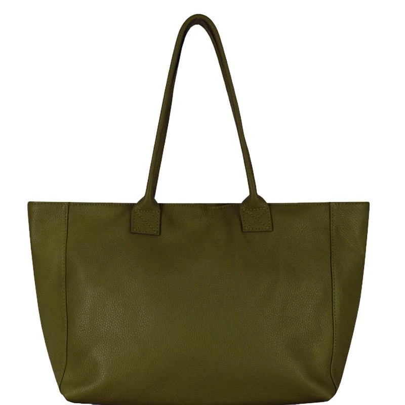 商品Sostter|Olive Green Horizontal Zipped Leather Tote,价格¥812,第1张图片