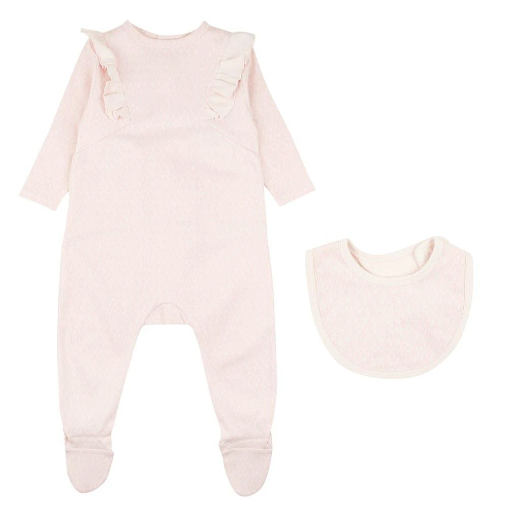 商品Michael Kors|Pale Pink Repeat Logo Pattern Romper Bib & Gift Box,价格¥319,第1张图片