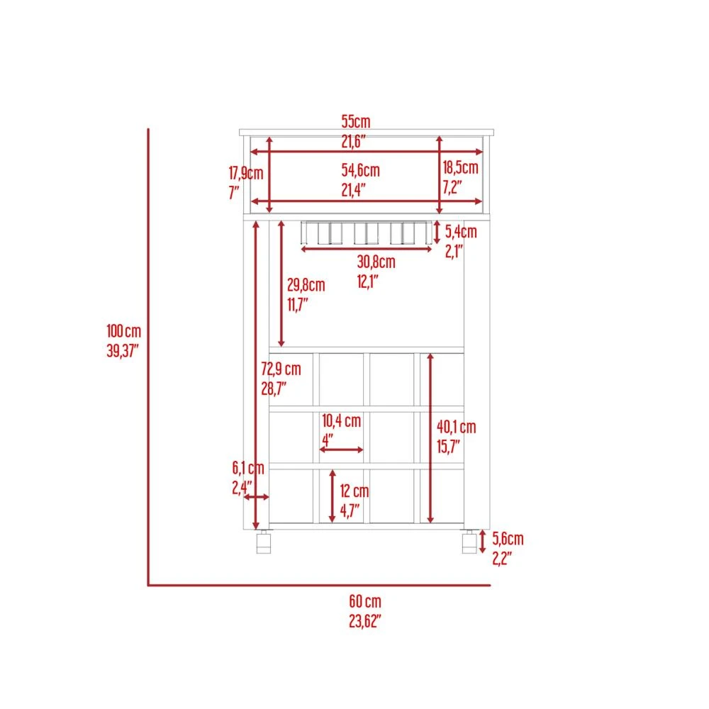 商品Streamdale Furniture|Streamdale Ambler 1-Drawer 12-Bottle Wine Cabinet Light,价格¥1755,第3张图片详细描述