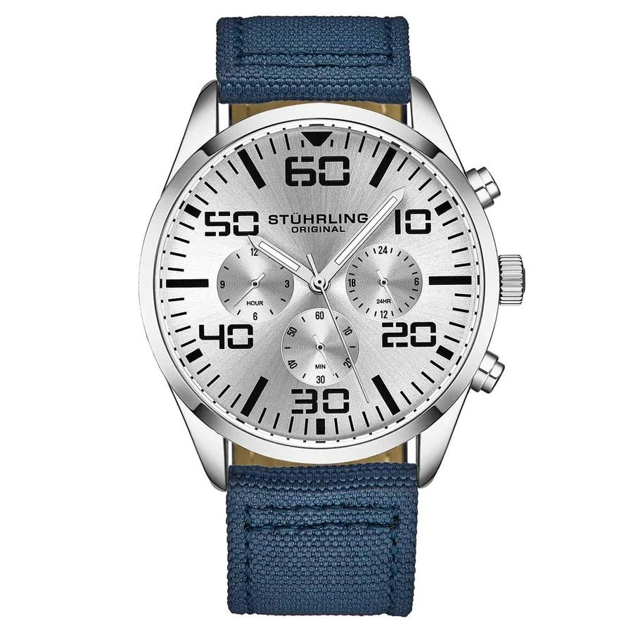 商品Stuhrling Original|Aviator Silver-tone Dial Men's Watch M15927,价格¥559,第1张图片