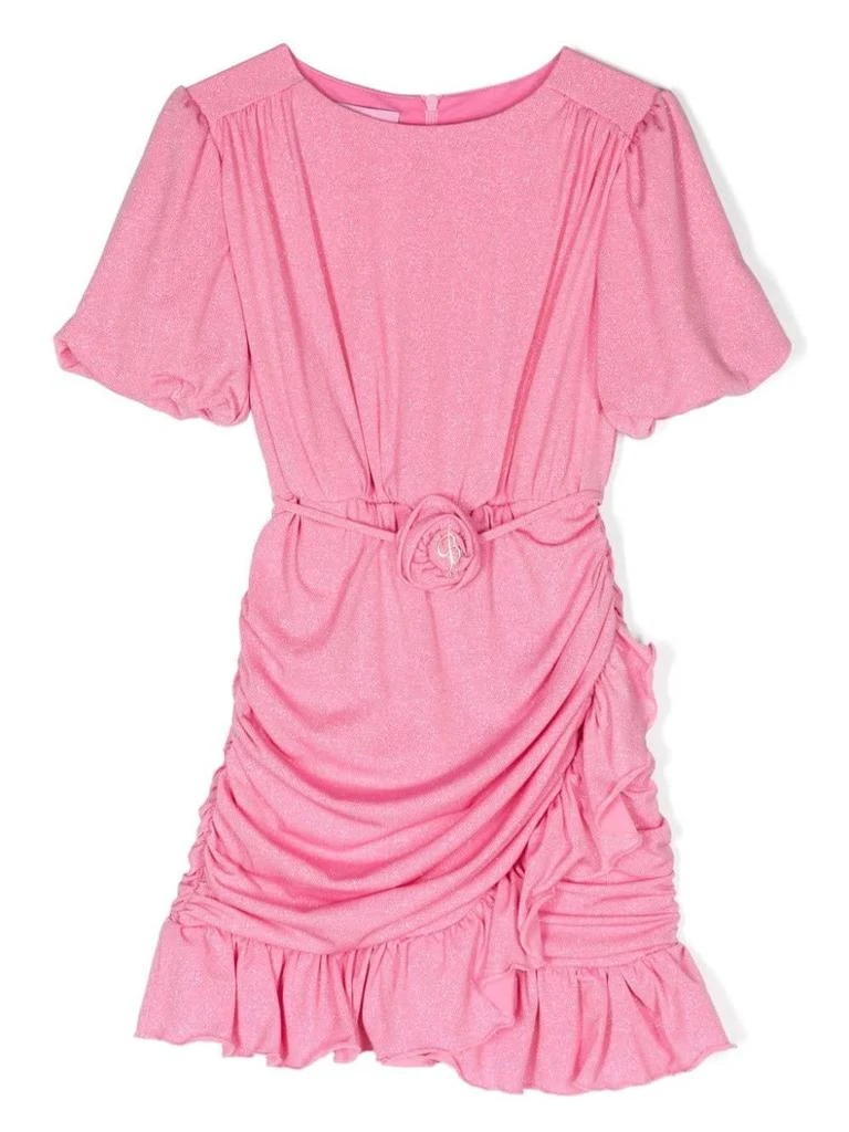 商品MISS BLUMARINE|Pink Glitter Draped Dress,价格¥1602,第1张图片