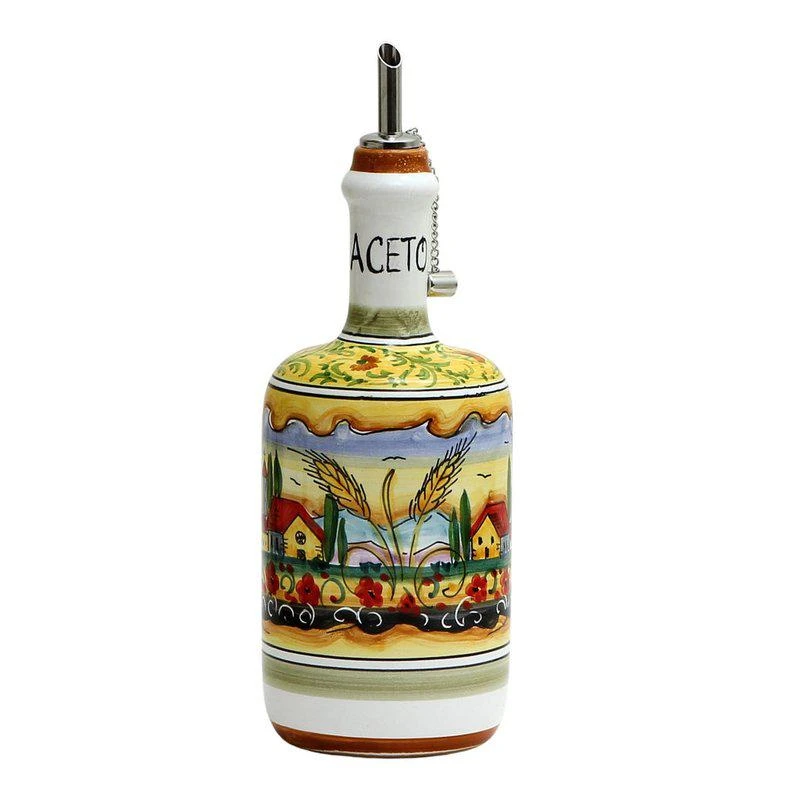 商品Artistica - Deruta of Italy|Colli Umbri: Umbrian Landscape Aceto (Vinegar) Bottle With Metal Capped Dispenser.,价格¥1118,第1张图片