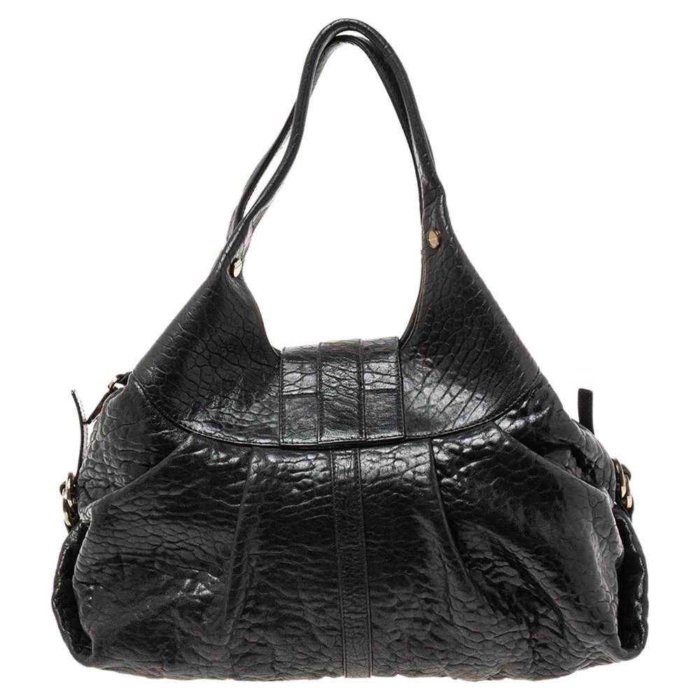 商品[二手商品] BVLGARI|Bvlgari Black Textured Leather Chandra Hobo,价格¥3156,第4张图片详细描述