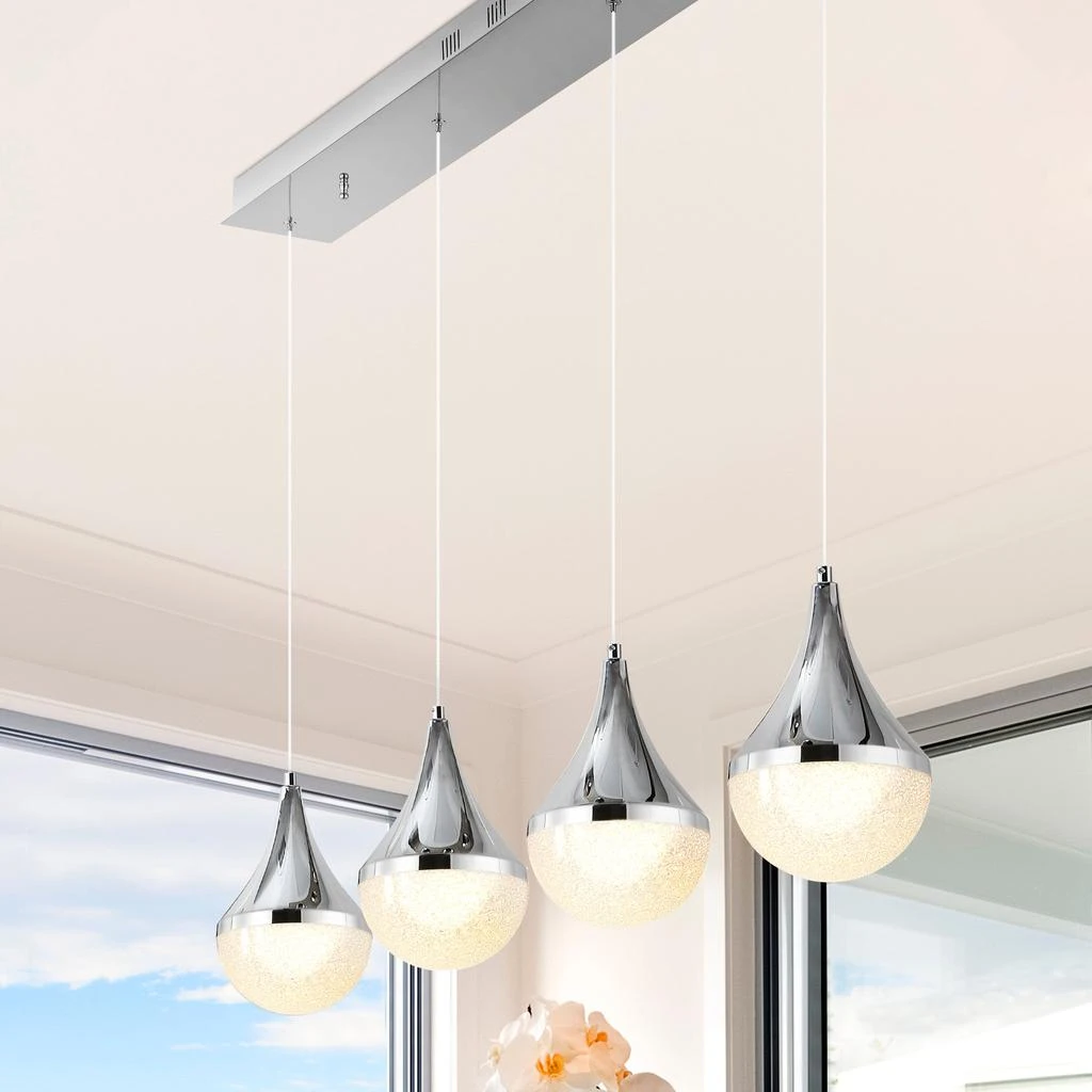 商品JONATHAN Y|Elena Teardrop 47" 4-Light Modern Mid-Century Iron/Acrylic Integrated Linear LED Pendant,价格¥2195,第1张图片