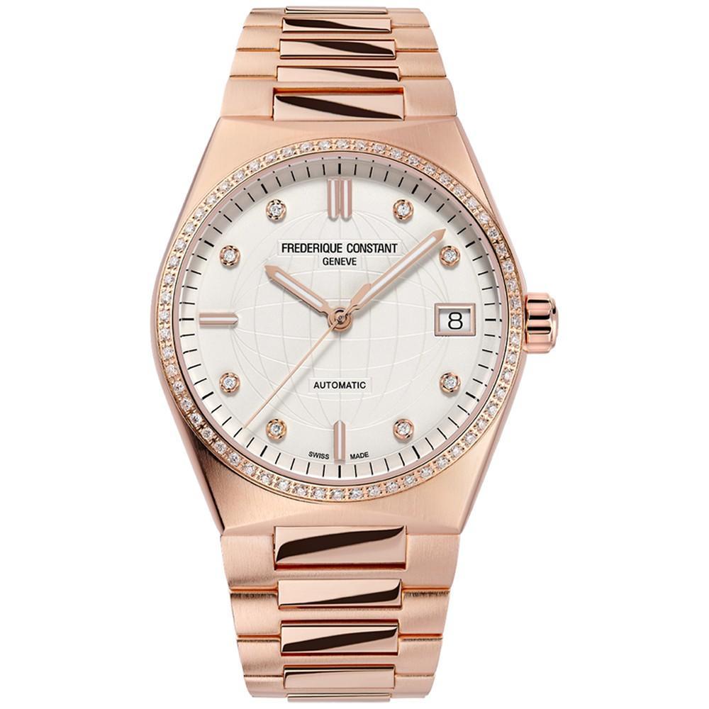 商品Frederique Constant|Women's Swiss Automatic Highlife Diamond (1/20 ct. t.w.) Rose Gold-Tone Stainless Steel Bracelet Watch 34mm,价格¥30421,第1张图片