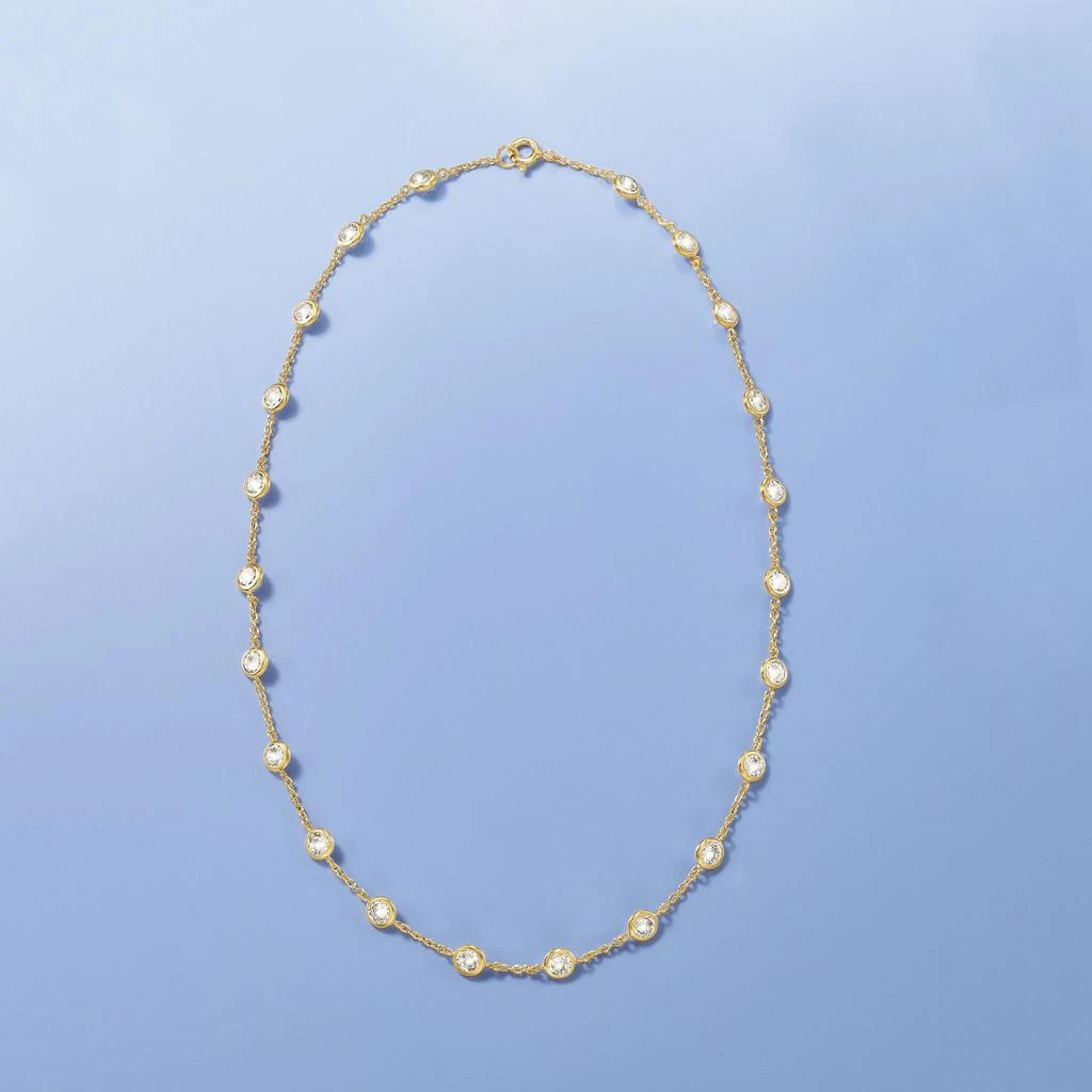 商品Ross-Simons|Ross-Simons Bezel-Set CZ Station Necklace in 18kt Gold Over Sterling,价格¥738,第3张图片详细描述