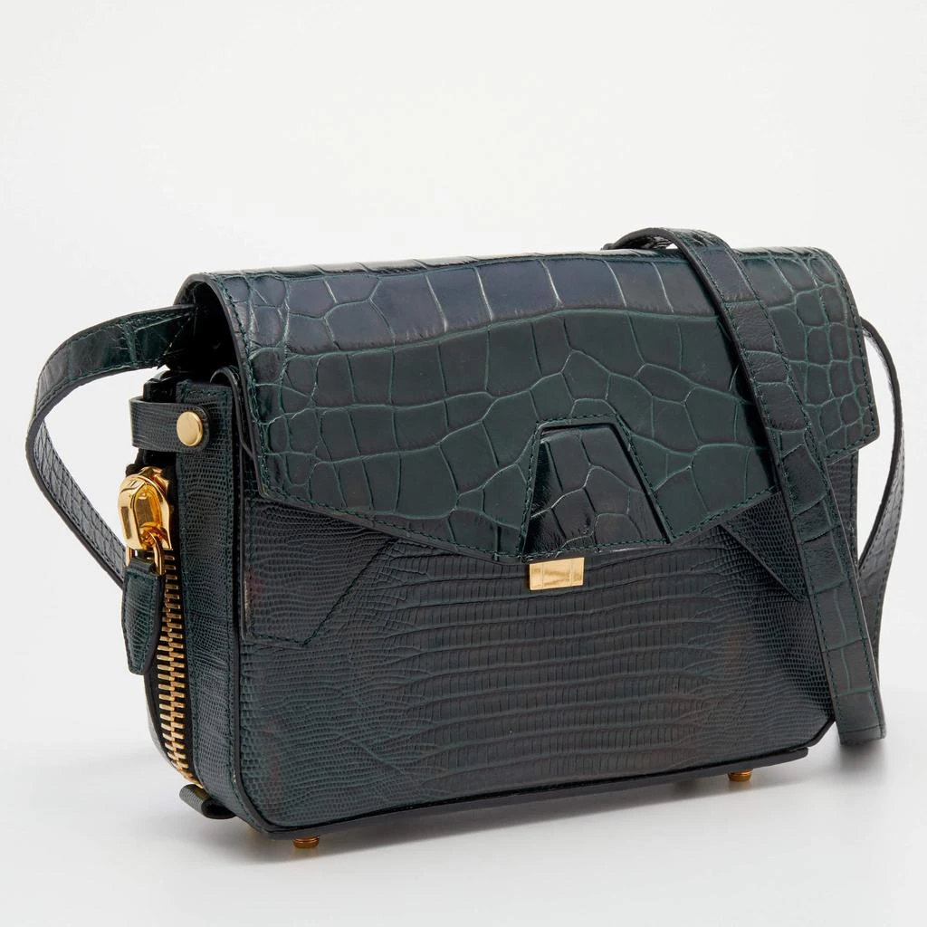 商品[二手商品] Alexander Wang|Alexander Wang Green Croc Embossed And Iguana Leather Marion Prisma  Shoulder Bag,价格¥1343,第3张图片详细描述