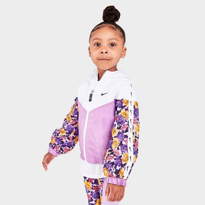 Girls' Toddler Nike Sportswear Icon Clash Floral Windrunner Jacket商品第3张图片规格展示