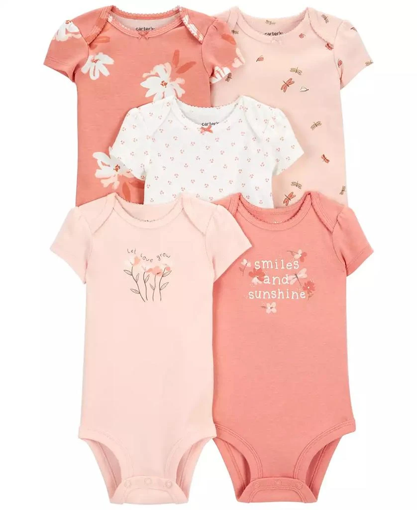 商品Carter's|Baby Girls Short Sleeve Original Bodysuits, Pack of 5,价格¥114,第1张图片