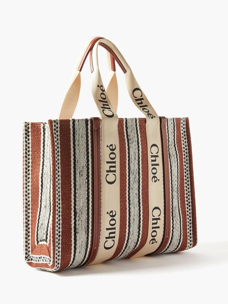 商品Chloé|Woody striped canvas tote bag,价格¥9369,第4张图片详细描述