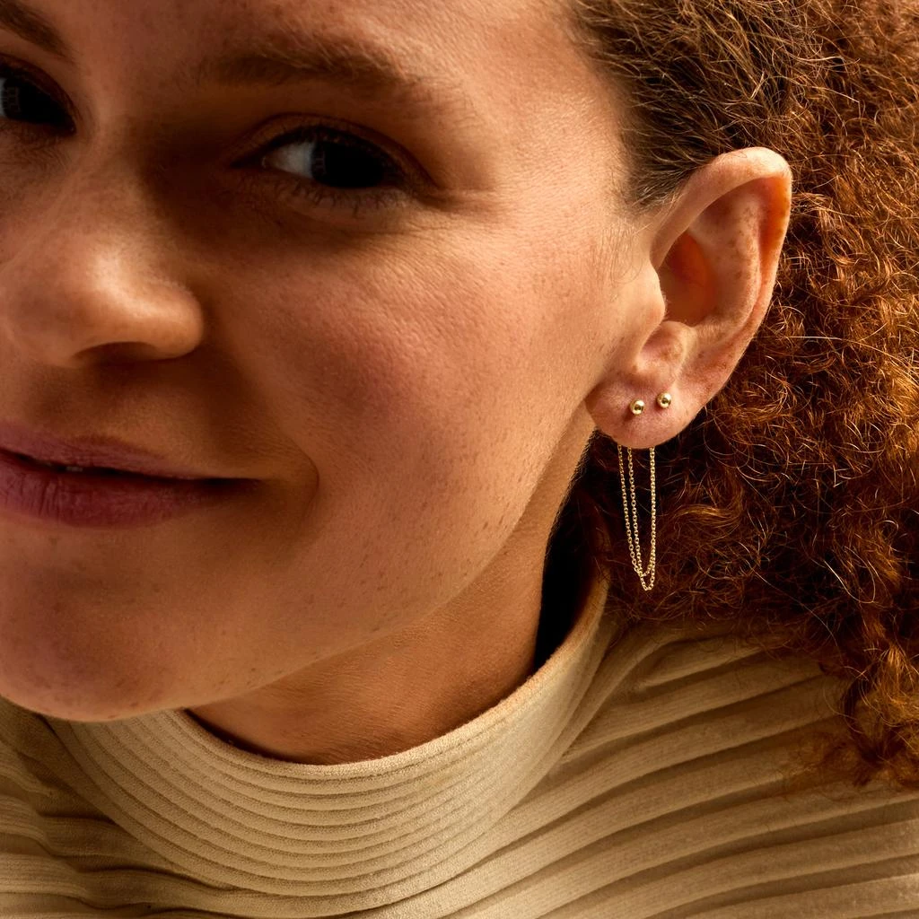 商品Ross-Simons|Ross-Simons 14kt Yellow Gold Double-Piercing Chain Single Earring,价格¥1020,第3张图片详细描述