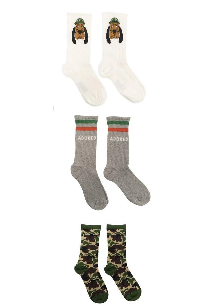 商品Mini Rodini|Mini Rodini 3 Pack Pattern Intarsia Socks,价格¥168,第1张图片