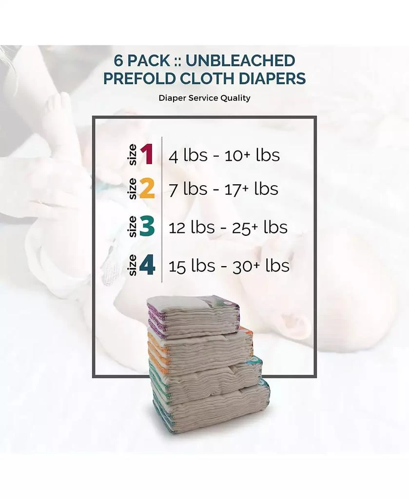 rayon from Bamboo Prefold Cloth Diapers (6pk) - Size 3 : Baby Beige 商品