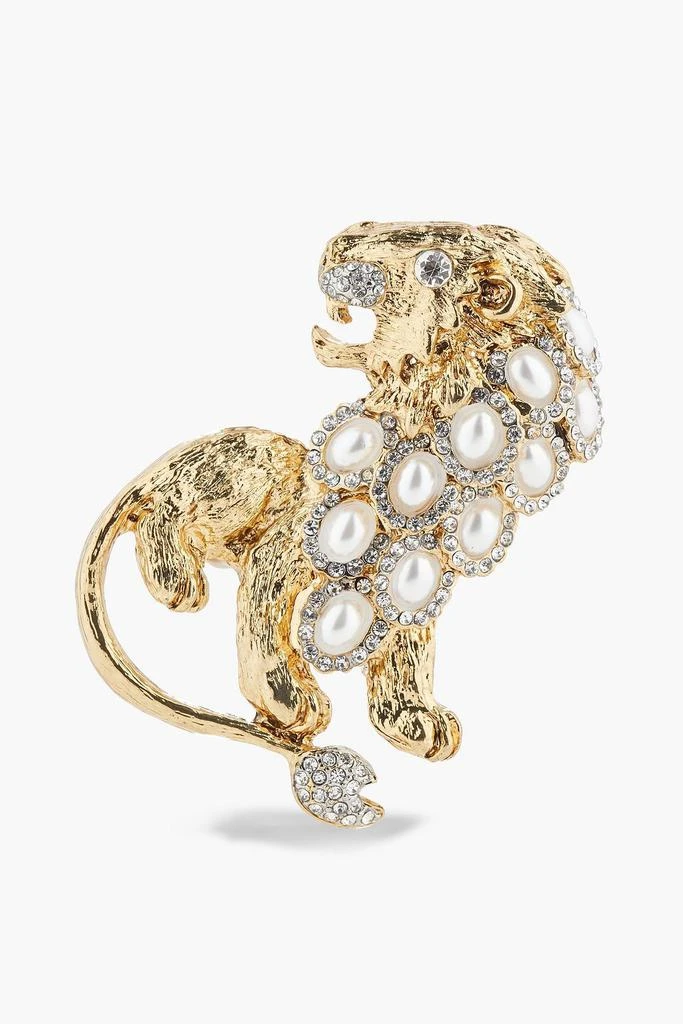商品Kenneth Jay Lane|Gold-tone, crystal and faux pearl brooch,价格¥448,第1张图片
