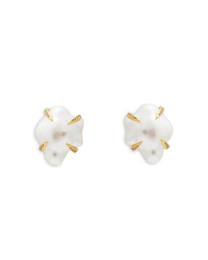 商品Kenneth Jay Lane|Pronged Imitation Pearl Stud Earrings, 1"L,价格¥525,第1张图片详细描述