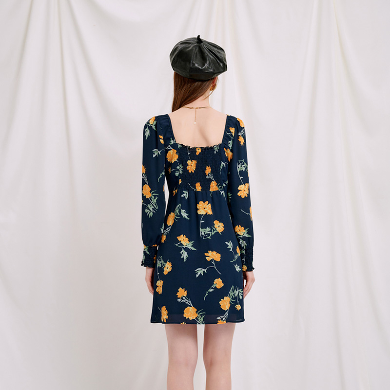 Arya藏青虞美人印花法式连衣裙 | Arya Dress - Navy Floral商品第5张图片规格展示