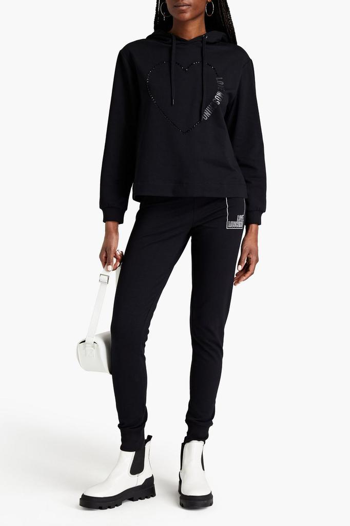 商品Moschino|Crystal-embellished printed French cotton-blend terry hoodie,价格¥688,第4张图片详细描述