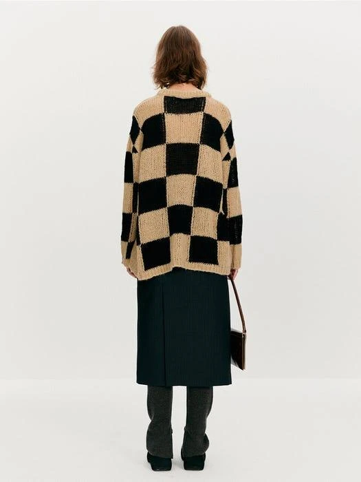 商品TheOpen Product|Wool Blended Checker Board Sweater_Beige,价格¥552,第3张图片详细描述