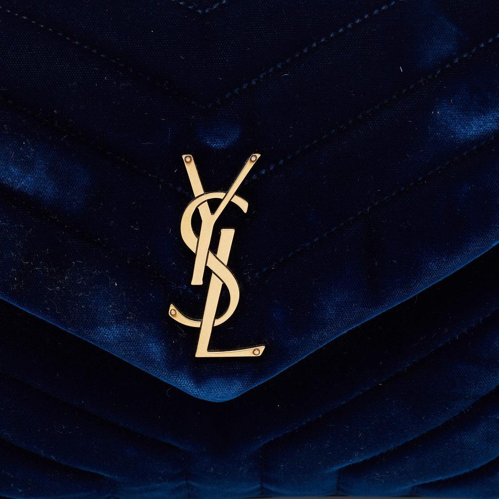 商品[二手商品] Yves Saint Laurent|Saint Laurent Blue Velvet and Leather Small Loulou Shoulder Bag,价格¥16330,第7张图片详细描述