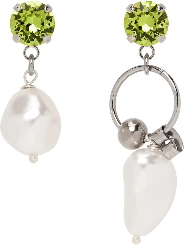 商品Justine Clenquet|Silver & Green Stan Earrings,价格¥559,第1张图片