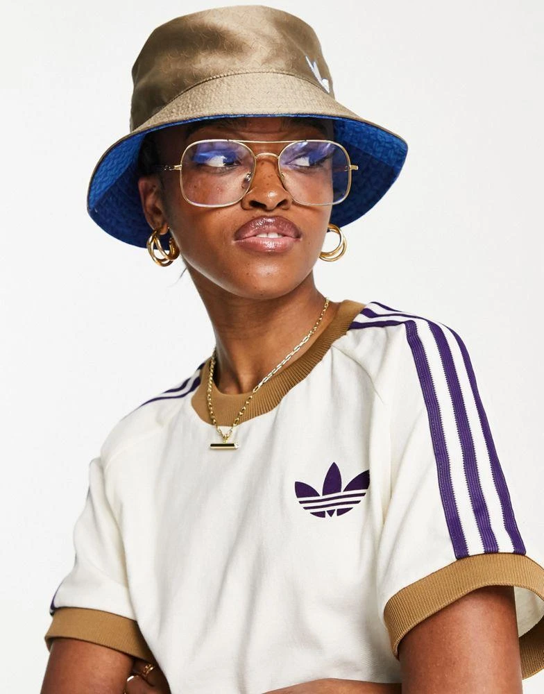 商品Adidas|adidas Originals 'adicolor 70s' unisex monogram bucket hat in brown,价格¥155,第3张图片详细描述