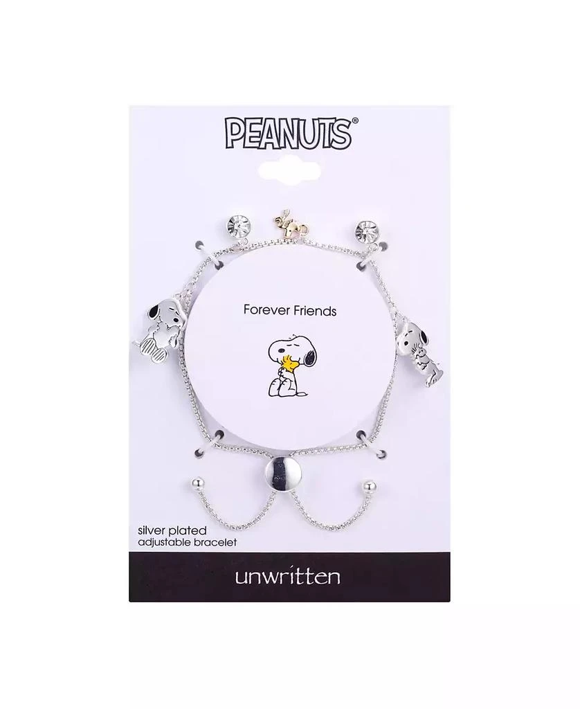 商品Peanuts|"Snoopy" and "Woodstock" Crystal Adjustable Bolo Silver Plated Bracelet, Created for Macy's,价格¥148,第2张图片详细描述