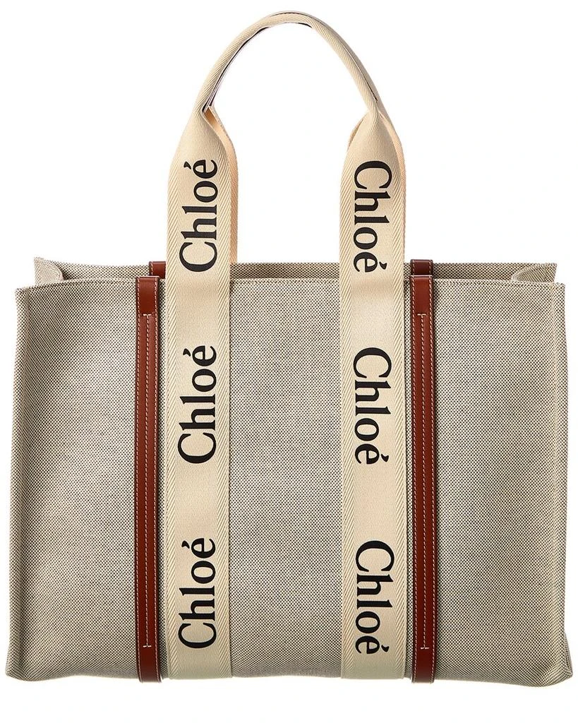商品Chloé|Chloe Woody Large Canvas & Leather Tote,价格¥8455,第1张图片