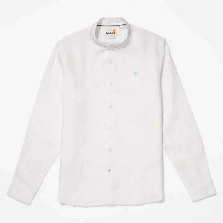 Mill River Band-collar Linen Shirt for Men in White 商品