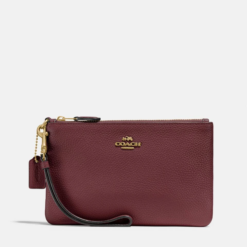 商品Coach|Coach Women's Polished Pebble Small Wristlet - Wine,价格¥529,第1张图片