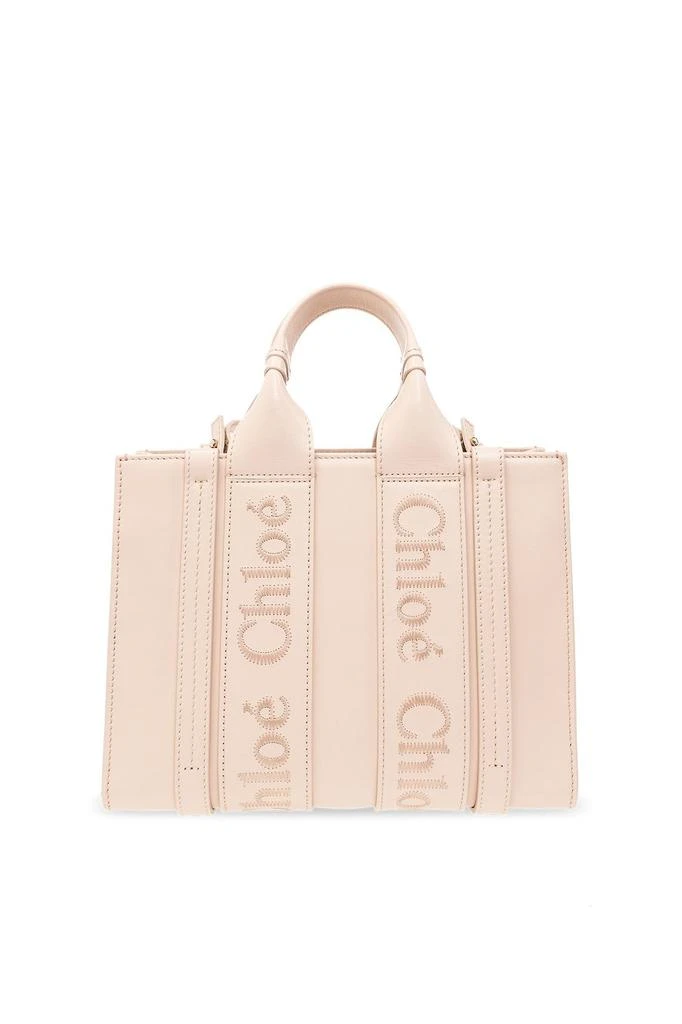 商品Chloé|Chloé Woody Logo Embroidered Small Tote Bag,价格¥9080,第2张图片详细描述