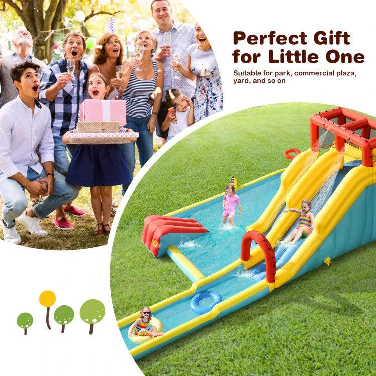 商品Hivvago|7-in-1 Inflatable Dual Slide Water Park Bounce House With 680W Blower,价格¥6228,第4张图片详细描述