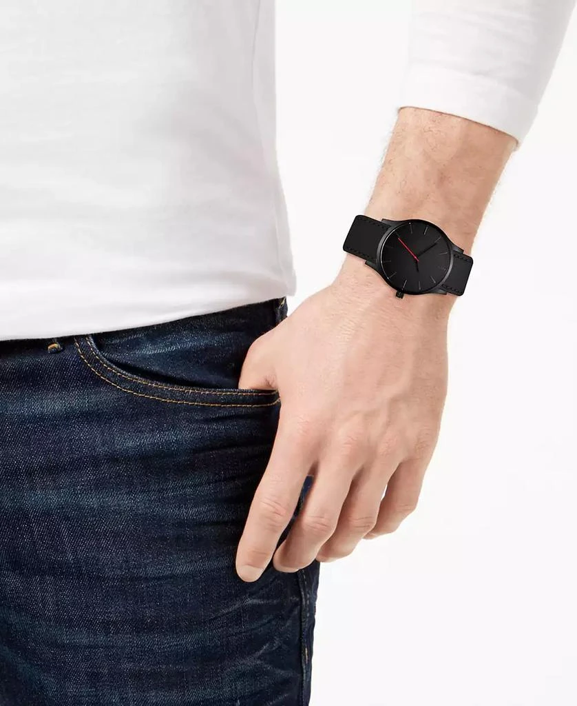 商品American Exchange|Men's Quartz Dial Black Leather Strap Watch, 42mm with Interchangeable Straps, Set of 3,价格¥192,第2张图片详细描述