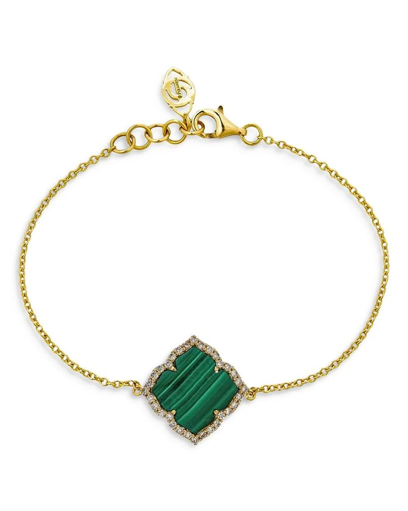 商品Piranesi|18K Yellow Gold Capri Fiore Bracelet with Malachite and Diamonds,价格¥21100,第1张图片