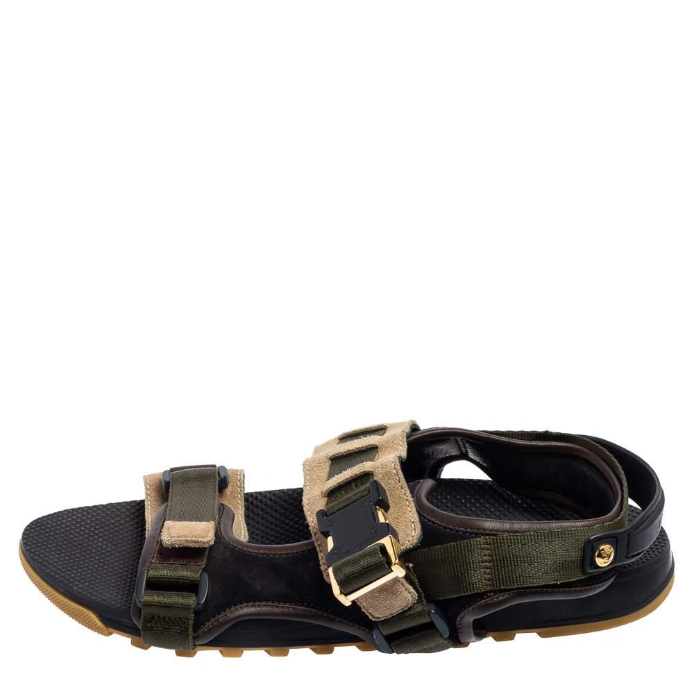 商品[二手商品] Louis Vuitton|Louis Vuitton Green/Black Suede and Fabric Velcro Sandals Size 42,价格¥2829,第2张图片详细描述
