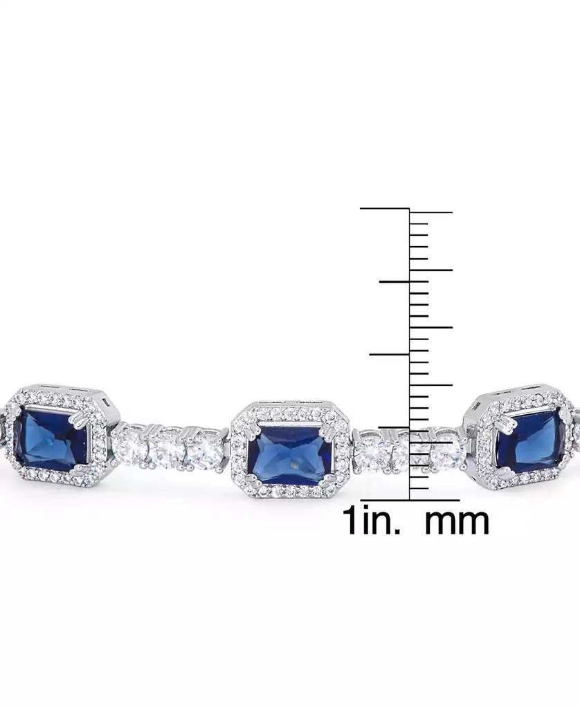 商品Macy's|Lab Created Sapphire and Cubic Zirconia Emerald-Cut Adjustable Bolo Bracelet in Fine Silver Plate,价格¥152,第2张图片详细描述