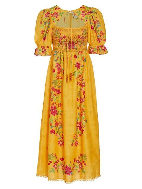 商品Farm Rio|Flower Dream Floral Smocked Puff-Sleeve Maxi Dress,价格¥1034,第1张图片