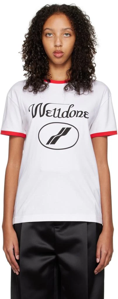 商品We11done|White Cursive Ringer T-Shirt,价格¥1931,第1张图片