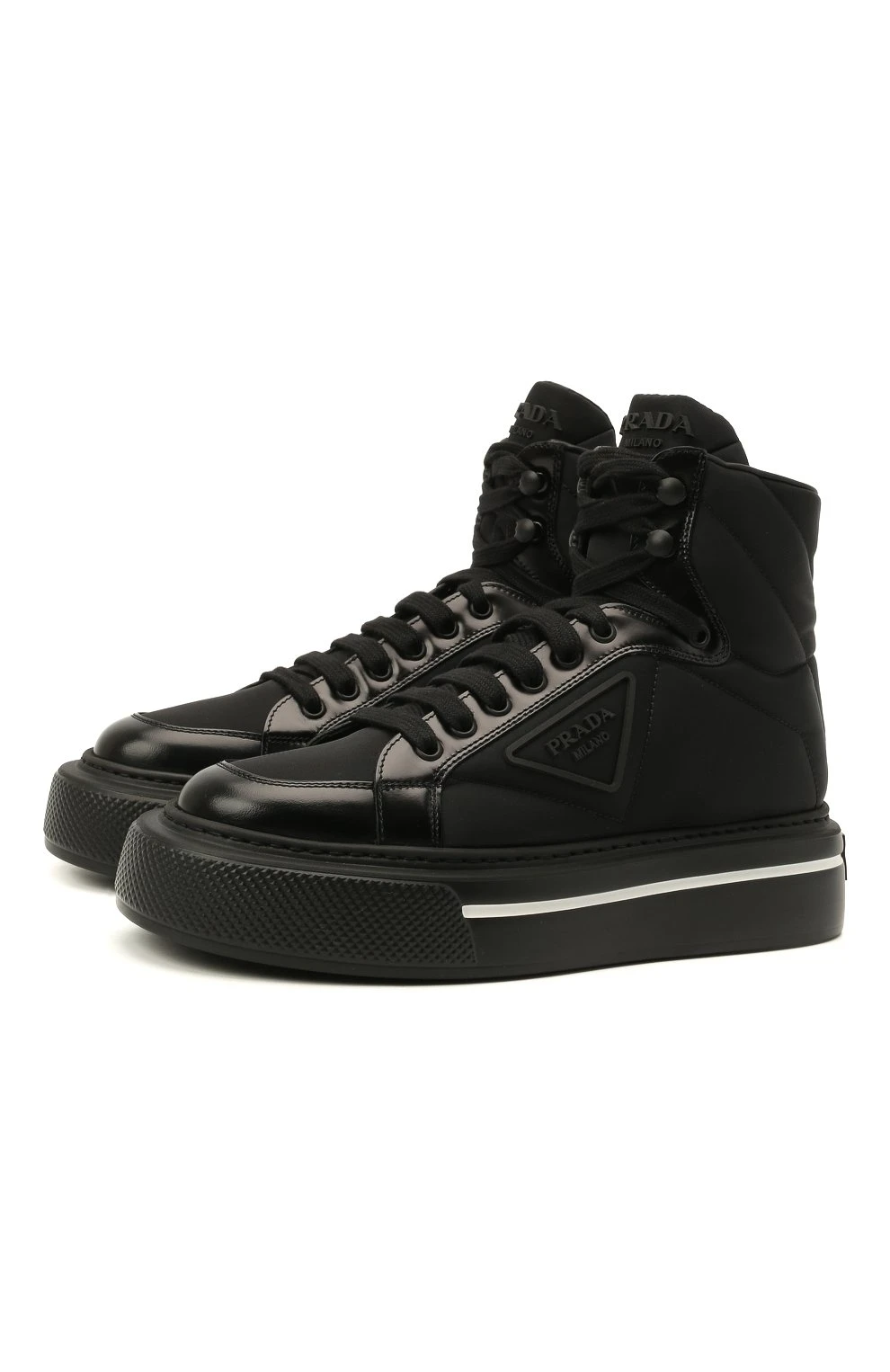 商品Prada|PRADA 女士黑色皮鞋运动鞋 1T642M-3LF5-F0632,价格¥5313,第1张图片