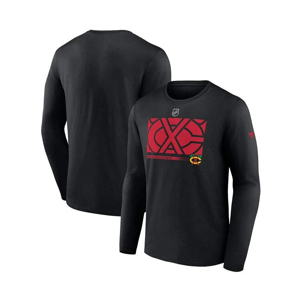 商品Fanatics|Men's Branded Black Chicago Blackhawks Authentic Pro Core Collection Secondary Long Sleeve T-Shirt,价格¥262,第1张图片