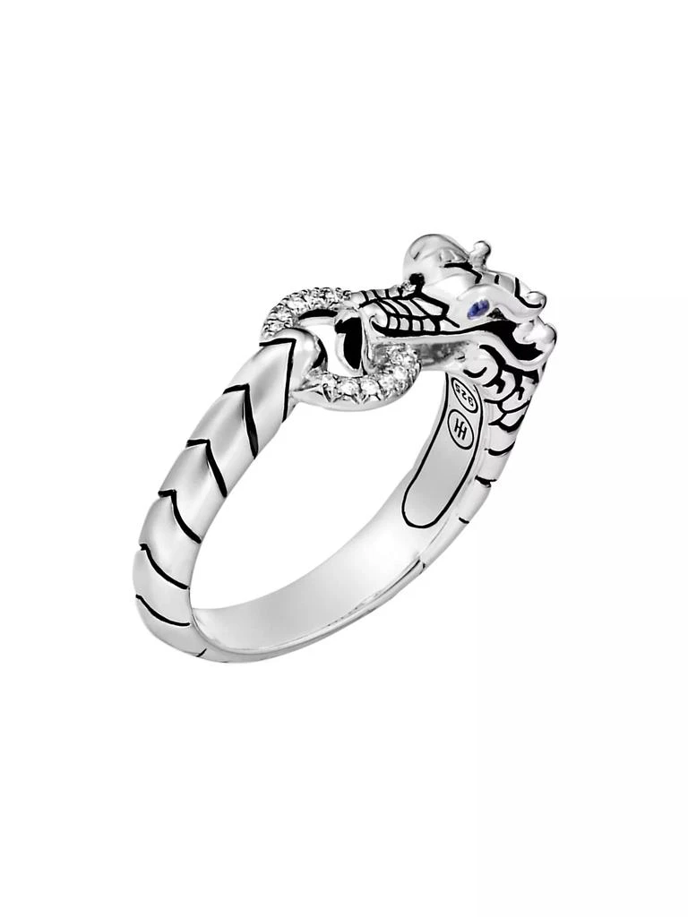 商品John Hardy|Naga Dragon Sterling Silver, Diamond Pavé & Blue Sapphire Dragon Head Ring,价格¥4122,第1张图片