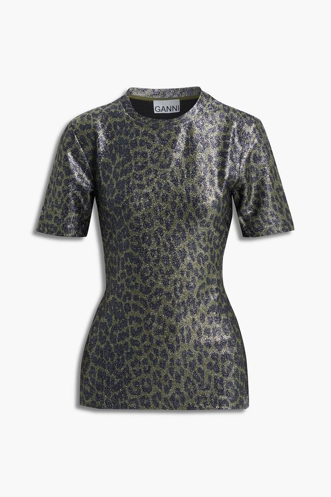 Metallic leopard-print jersey T-shirt商品第3张图片规格展示