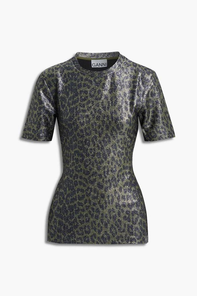 商品Ganni|Metallic leopard-print jersey T-shirt,价格¥203,第3张图片详细描述