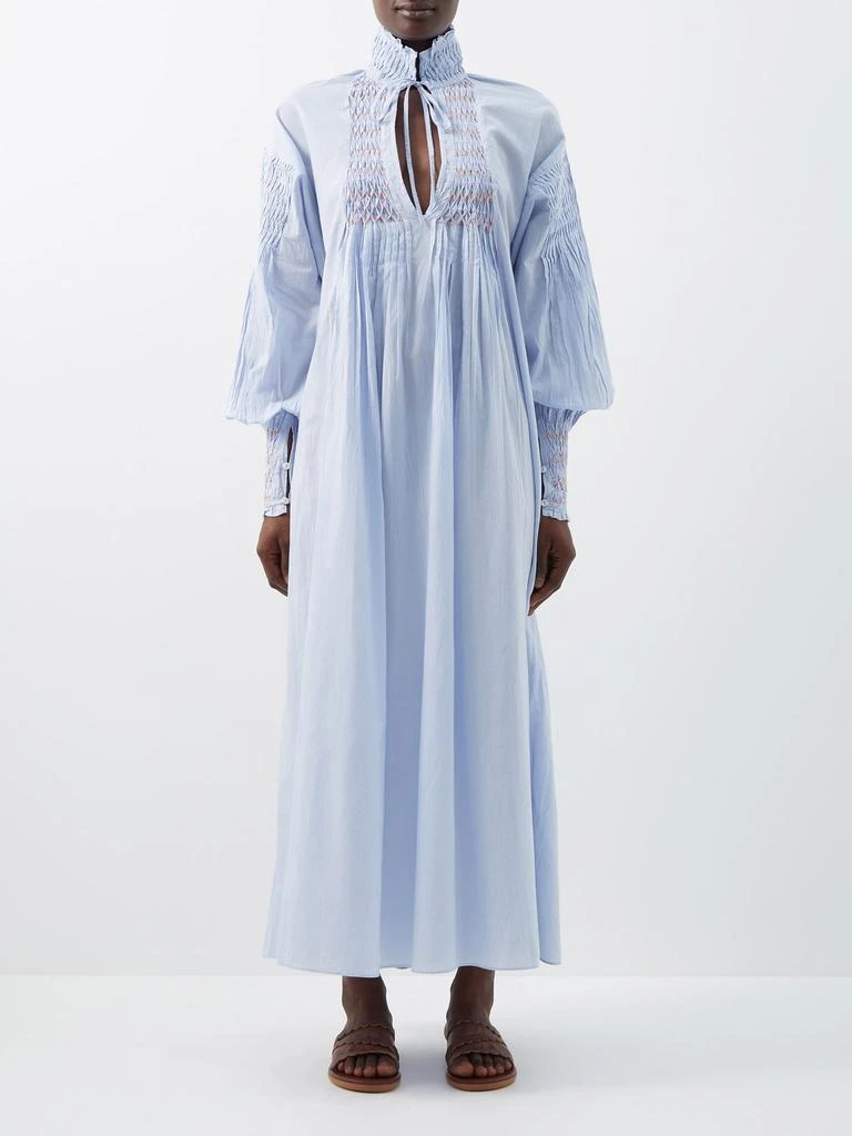 商品Thierry Colson|Guise balloon-sleeved smocked cotton maxi dress,价格¥1281,第1张图片