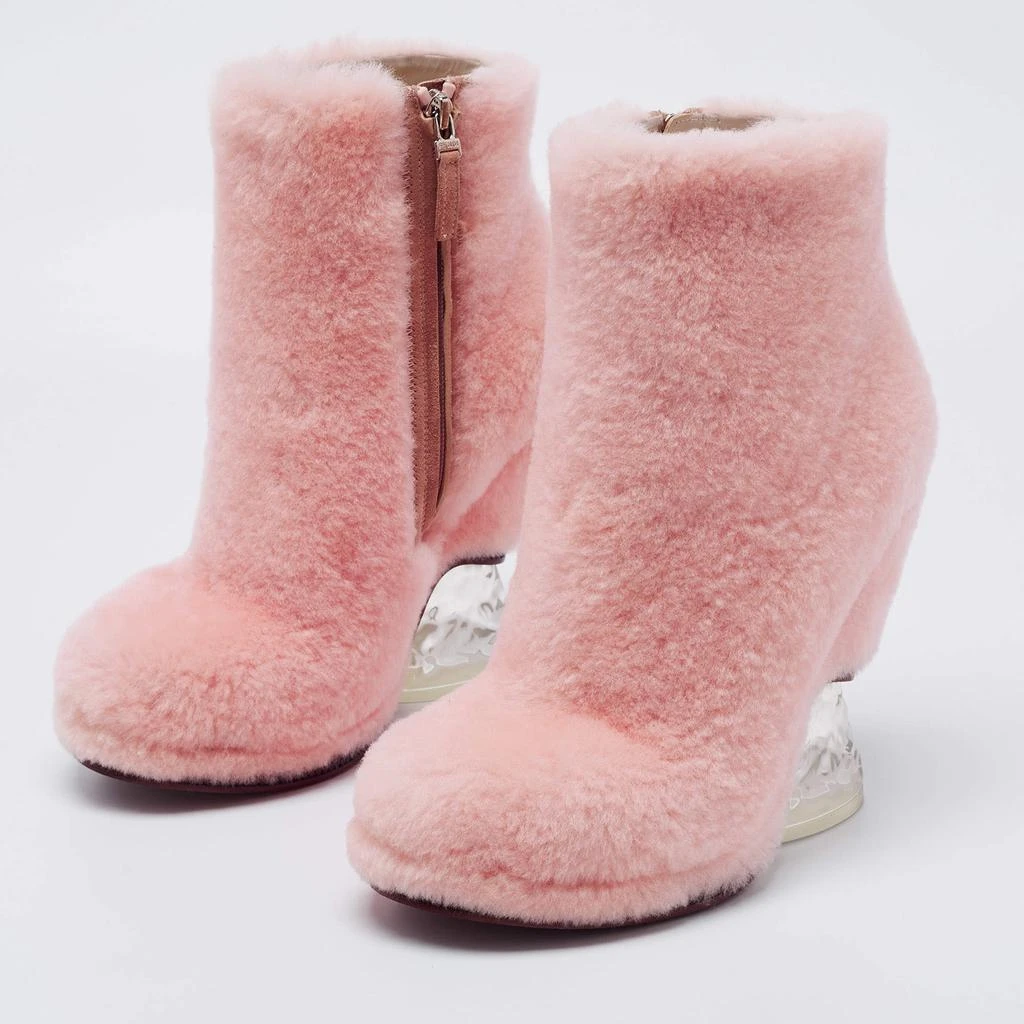 商品Fendi|Fendi Pink Fur Ice Heel Ankle Boots Size 38,价格¥4191,第2张图片详细描述