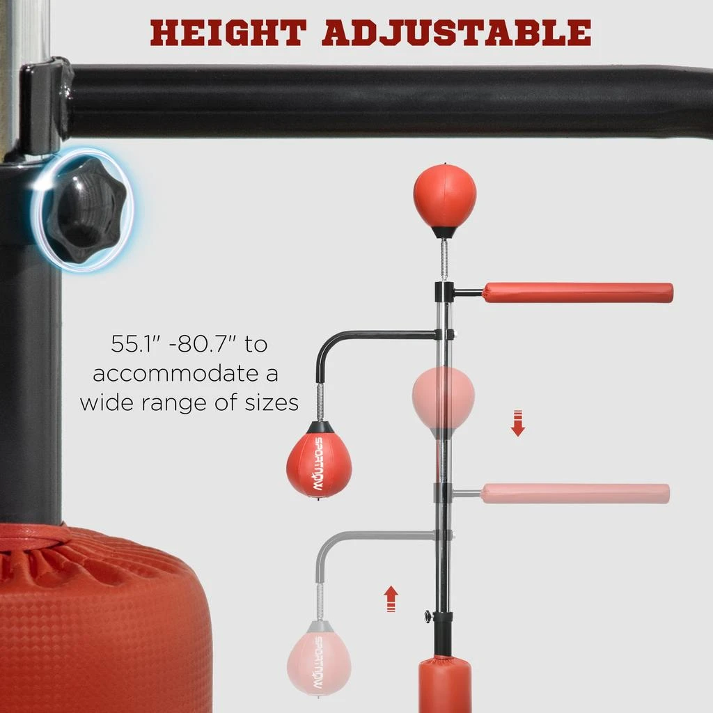 商品Streamdale Furniture|Streamdale 4'7" -6'8" Boxing Bag Stand with Speed Bag and Reaction Bar Challenge,价格¥2302,第4张图片详细描述