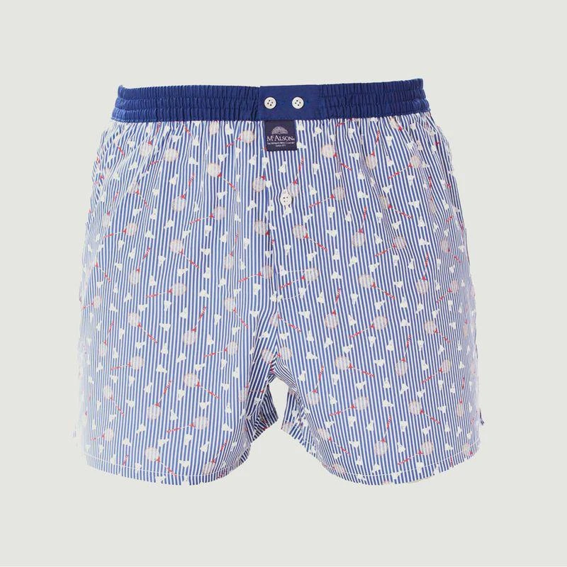 商品Mc Alson|Badminton printed cotton striped shorts Blue MC ALSON,价格¥326,第1张图片