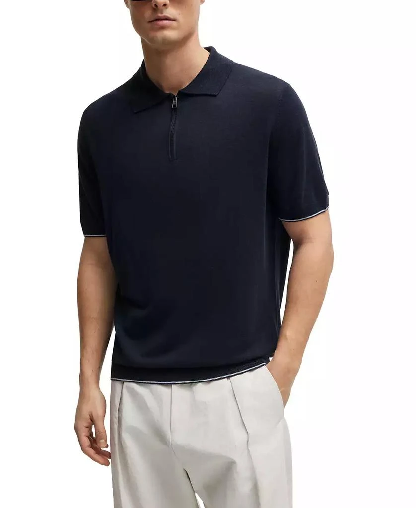 商品Hugo Boss|Men's Zip-Neck Polo Sweater,价格¥1037,第1张图片
