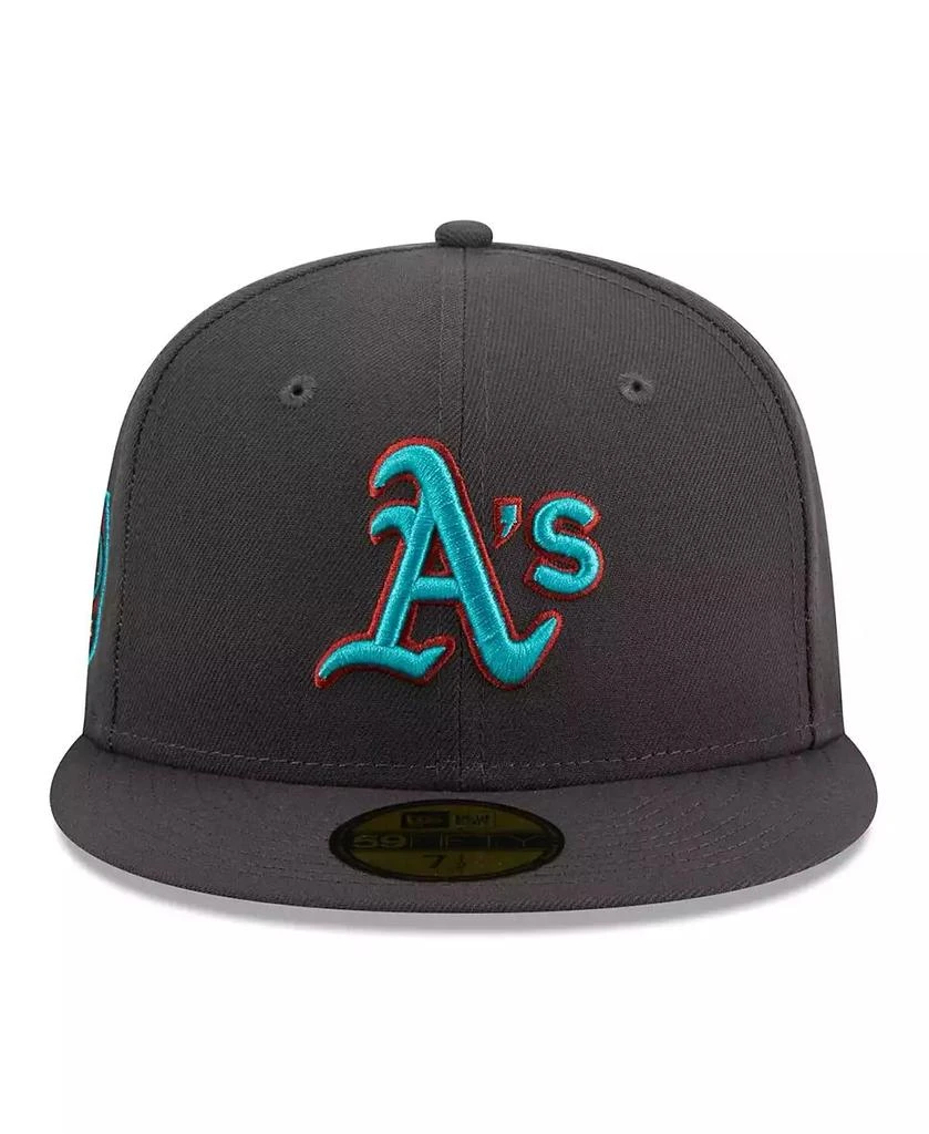 商品New Era|Men's Graphite Oakland Athletics Print Undervisor 59FIFTY Fitted Hat,价格¥344,第2张图片详细描述