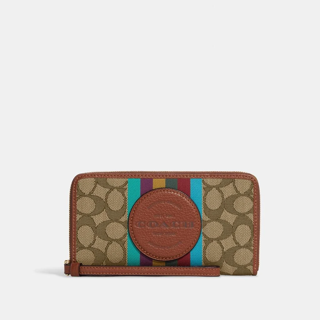 商品Coach|Coach Outlet Dempsey Large Phone Wallet In Signature Jacquard With Stripe And Coach Patch,价格¥868,第1张图片