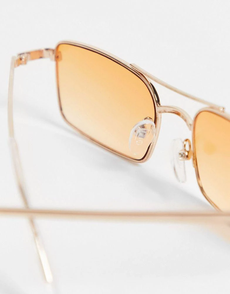 商品ASOS|ASOS DESIGN slim square aviator with orange gradient lens in gold,价格¥148,第2张图片详细描述